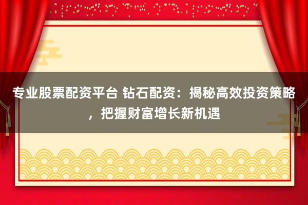 专业股票配资平台 钻石配资：揭秘高效投资策略，把握财富增长新机遇