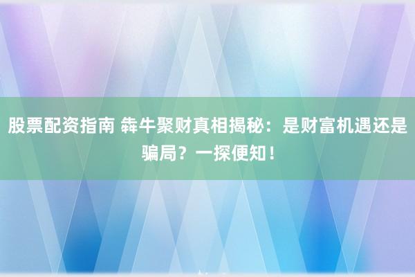 股票配资指南 犇牛聚财真相揭秘：是财富机遇还是骗局？一探便知！