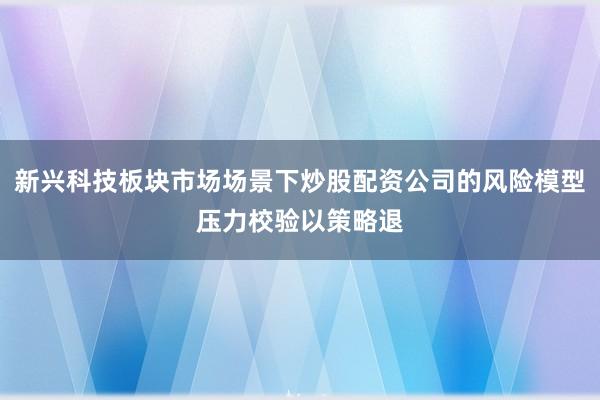 新兴科技板块市场场景下炒股配资公司的风险模型压力校验以策略退