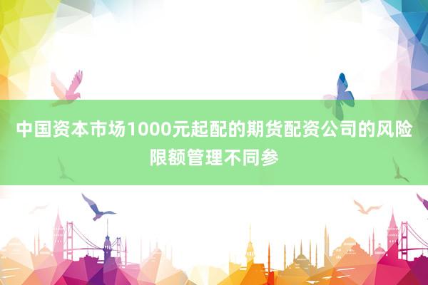 中国资本市场1000元起配的期货配资公司的风险限额管理不同参