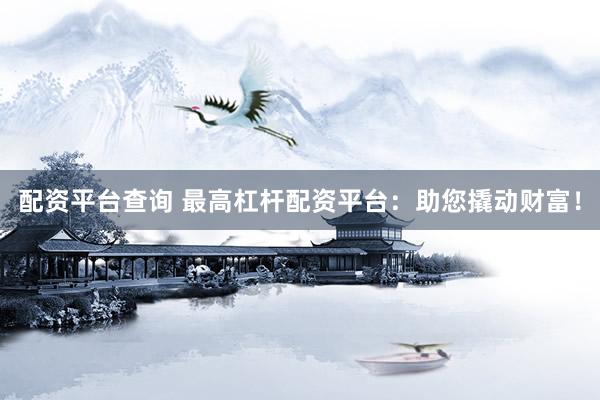 配资平台查询 最高杠杆配资平台：助您撬动财富！