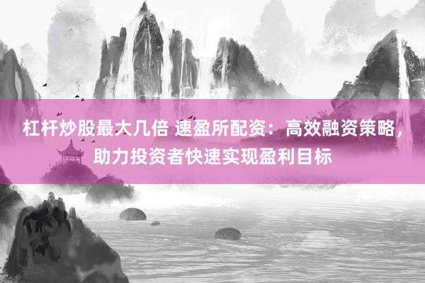 杠杆炒股最大几倍 速盈所配资：高效融资策略，助力投资者快速实现盈利目标