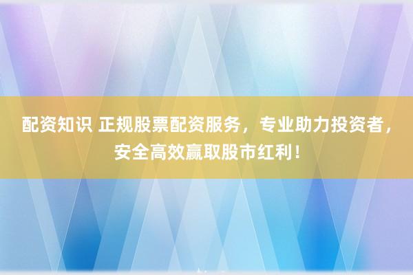 配资知识 正规股票配资服务，专业助力投资者，安全高效赢取股市红利！