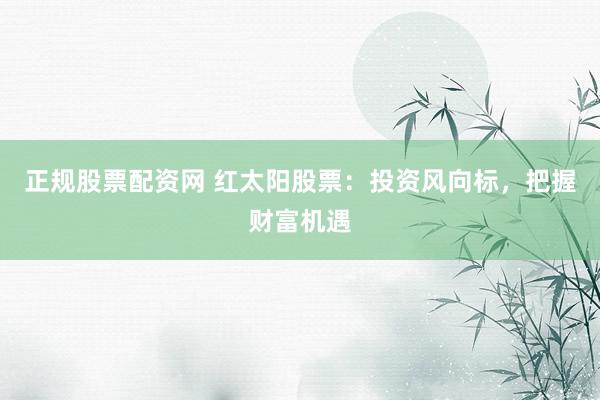正规股票配资网 红太阳股票：投资风向标，把握财富机遇