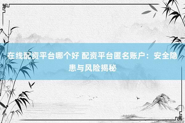 在线配资平台哪个好 配资平台匿名账户：安全隐患与风险揭秘